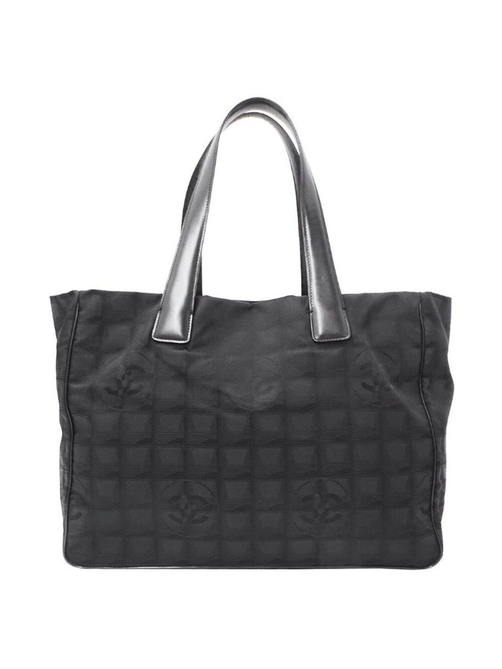 Chanel Tote Bag Nylon New Travel MM Black Gold Hand Everyday Use Logo